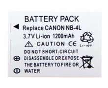 Canon NB-4L Replacement Battery 3.7v Li-Ion